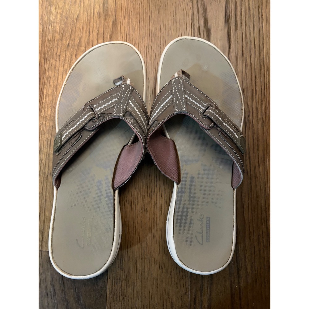 Clarks Collection Breeze Sea Women Brown Thong Flip Flop Sandals Size 8